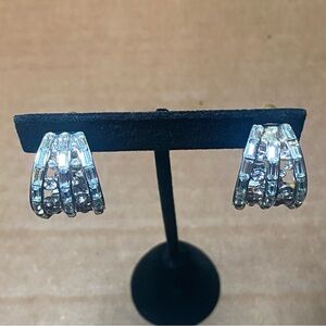Vintage St. John Clip-on Crystal Hoop Earrings